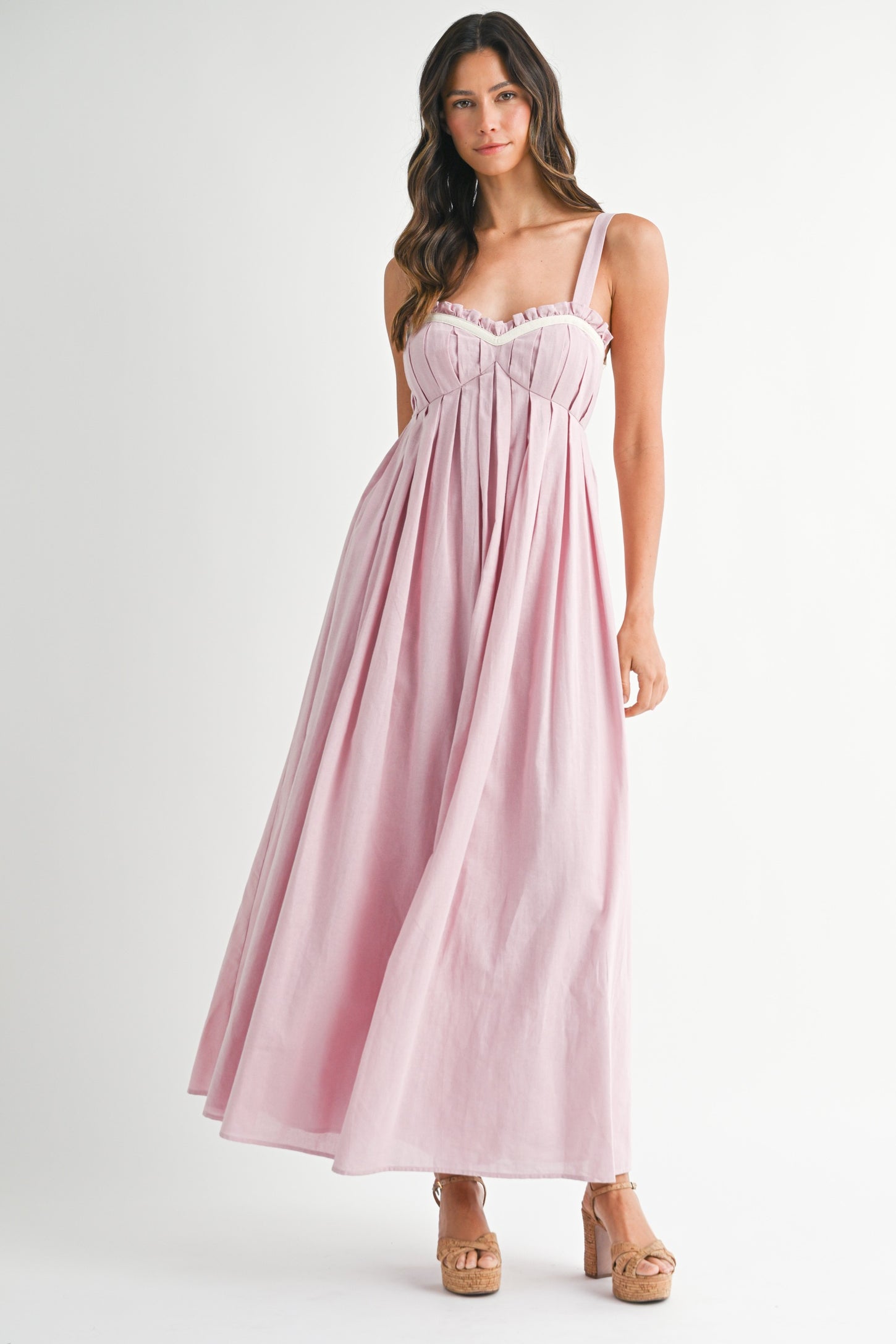 Light Pink Sweetheart Neckline Open Back Maternity Maxi Dress