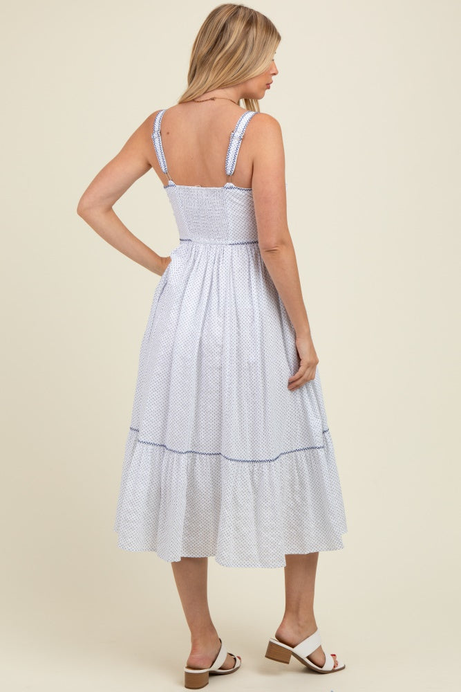 Ivory Cross Stitch Embroidered Maternity Maxi Dress