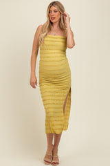 Yellow Ruffle Tiered Fitted Maternity Maxi Dress
