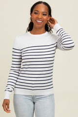 Navy Striped Knit Maternity Long Sleeve Top
