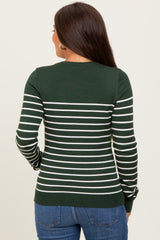 Forest Green Striped Knit Maternity Long Sleeve Top