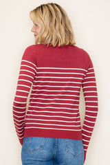 Rust Striped Knit Long Sleeve Top