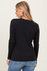 Black Ribbed Long Sleeve Top