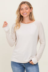 Cream Waffle Knit Long Sleeve Top