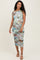 Multicolor Floral Animal PrintOne Shoulder Mesh Maternity Midi Dress