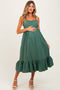 Forest Green Ruffle Hem Sleeveless Maternity Midi Dress