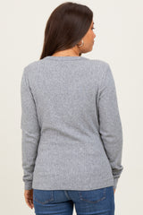 Heather Grey Ribbed Knit Maternity Long Sleeve Top