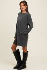 Charcoal Oversized Long Sleeve T-Shirt Dress