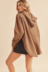 Mocha Corduroy Contrast Oversized Hoodie