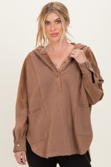 Mocha Corduroy Contrast Oversized Hoodie