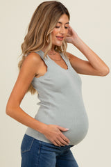 Mint Knit Scalloped Detail Maternity Tank Top