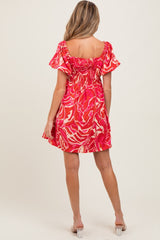 Red Printed Twisted Front Maternity Mini Dress