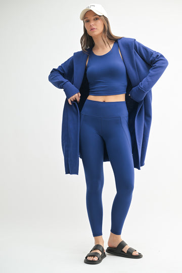 Royal Blue Hooded Long Cardigan