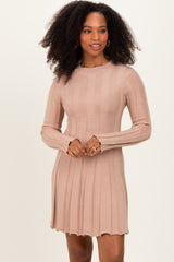Mocha Wide Rib Maternity Mini Sweater Dress