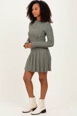 Olive Wide Rib Maternity Mini Dress