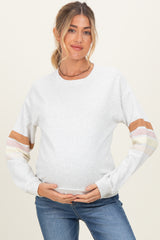 Heather Grey Colorblock Stripe Detail Maternity Sweatshirt