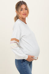 Heather Grey Colorblock Stripe Detail Maternity Sweatshirt