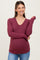 Burgundy Fine Rib V-Neck Maternity Long Sleeve Top