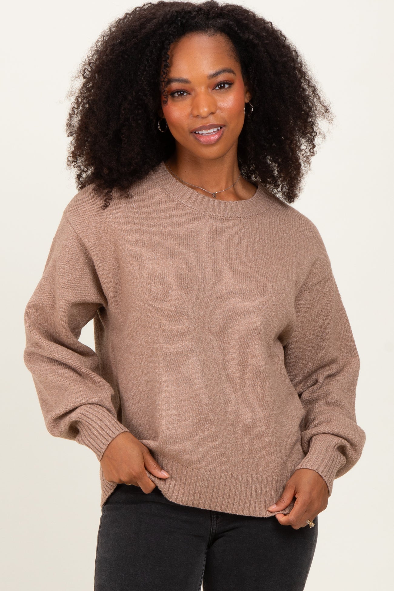 Mocha Chunky Knit Oversized Maternity Sweater