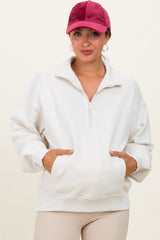 Ivory French Terry Quarter Zip Maternity Pullover