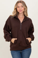 Brown French Terry Quarter Zip Pullover