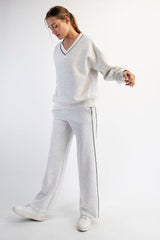 Heather Grey V-Neck Sweatshirt