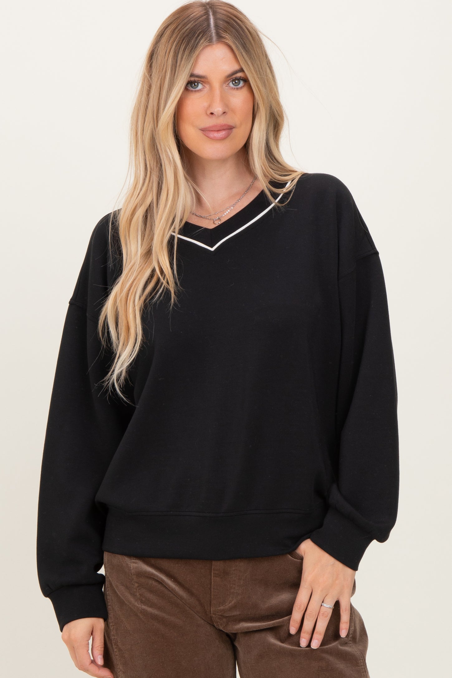 Black V-Neck Sweatshirt