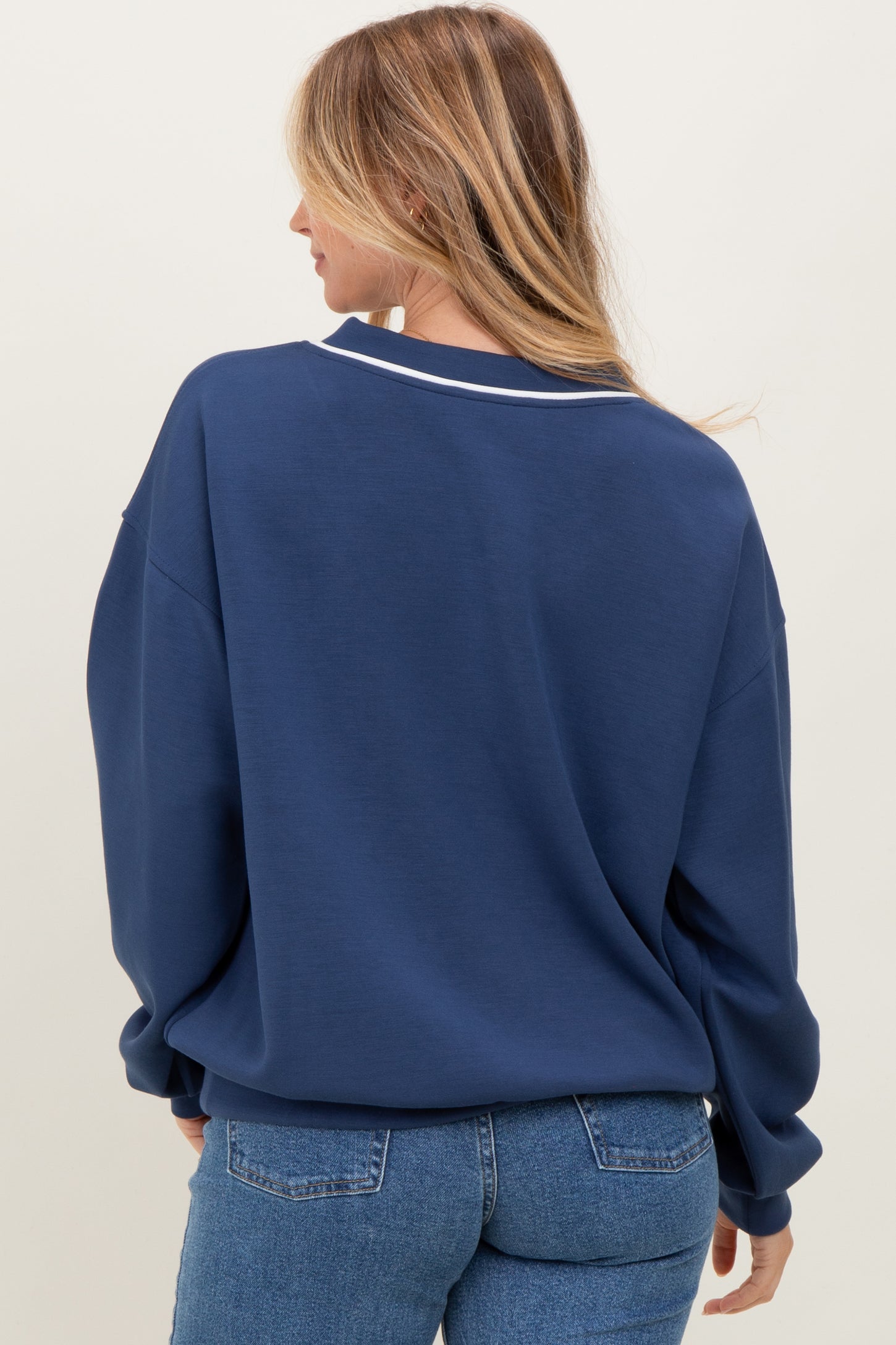 Navy V-Neck Sweatshirt