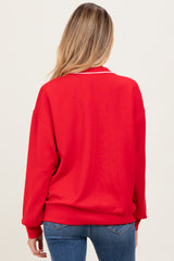 Red V-Neck Maternity Sweatshirt