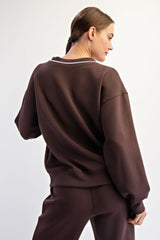 Brown V-Neck Sweatshirt