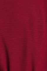 Burgundy V Neck Long Sleeve Button Down Midi Dress