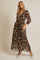 Olive Floral V-Neck Button Up Long Sleeve Maxi Dress