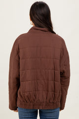 Brown Quilted Oversized Jacket