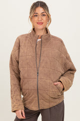 Mocha Quilted Oversized Maternity Jacket