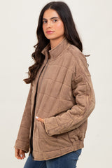 Mocha Quilted Oversized Maternity Jacket