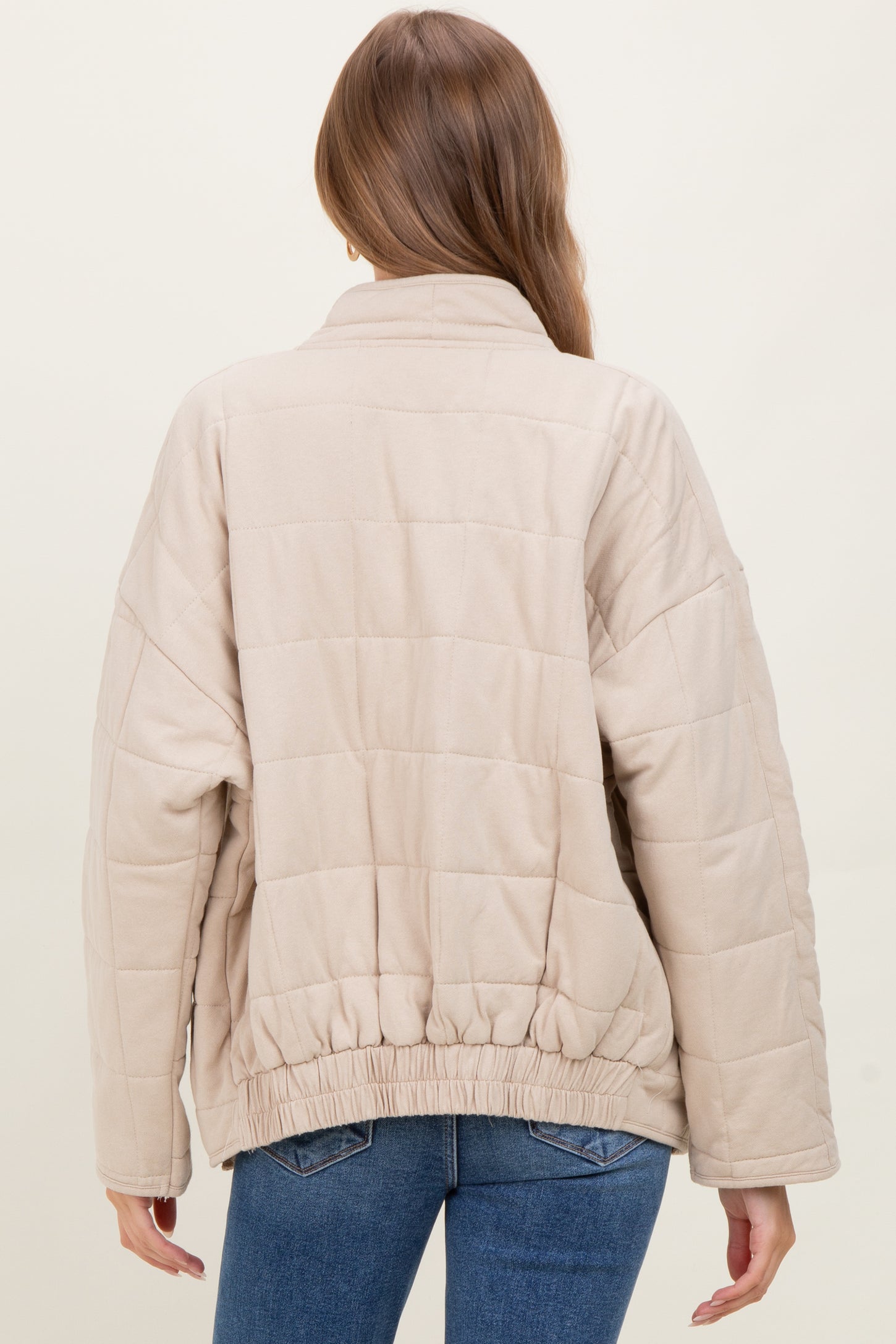 Cream Quilted Oversized Maternity Jacket
