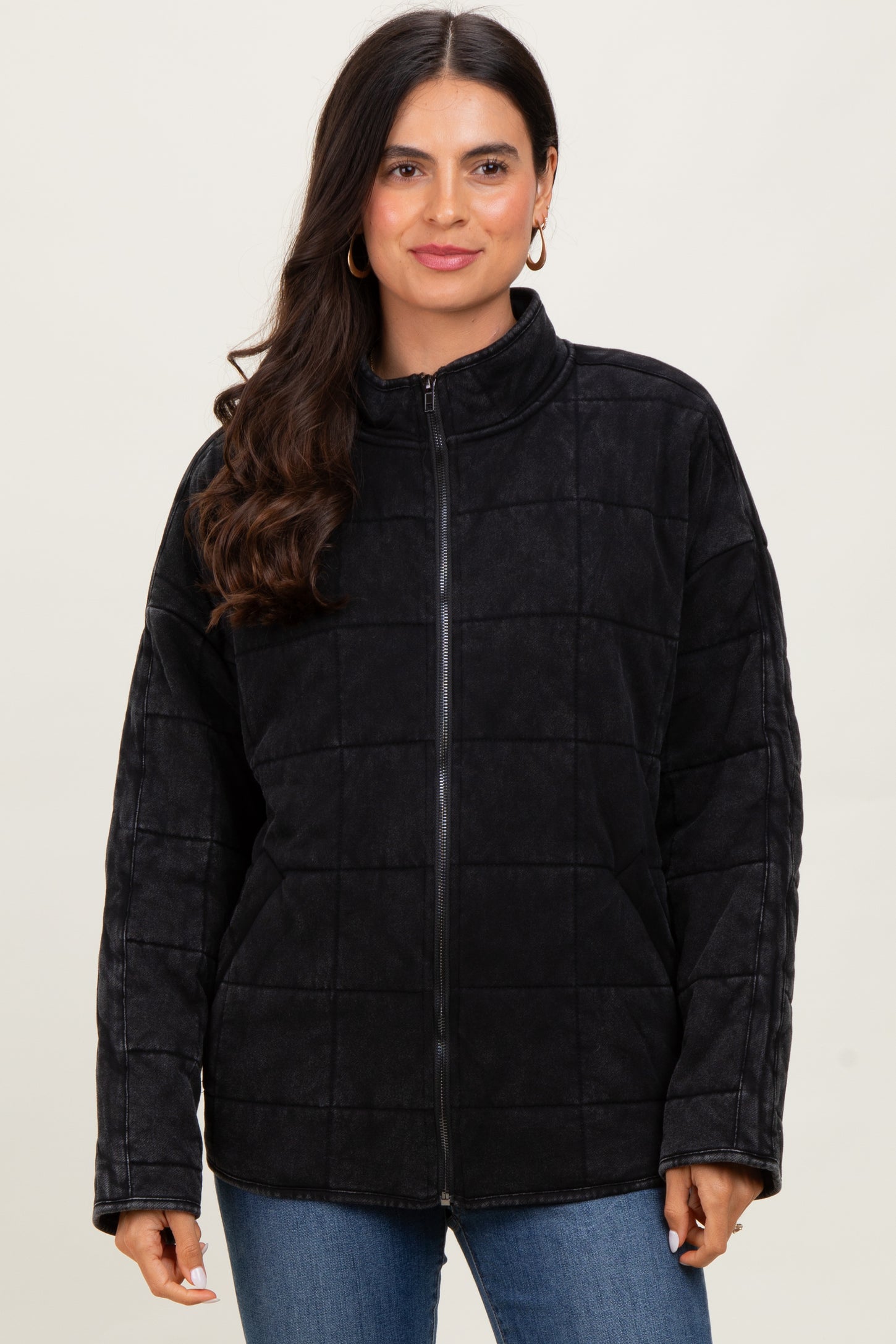 Black Quilted Oversized Jacket