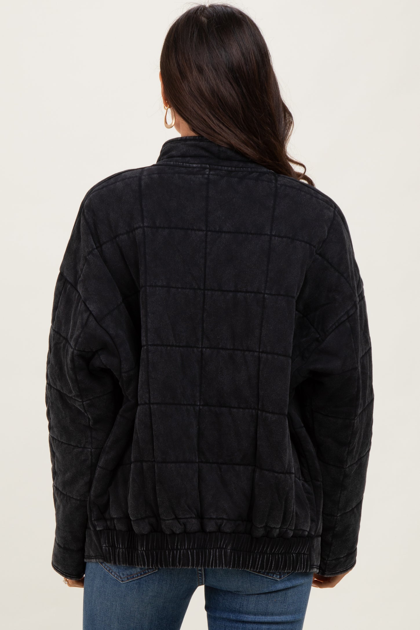 Black Quilted Oversized Jacket