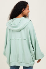 Sage Solid Terry Long Dolman Sleeve Vintage Maternity Hoodie
