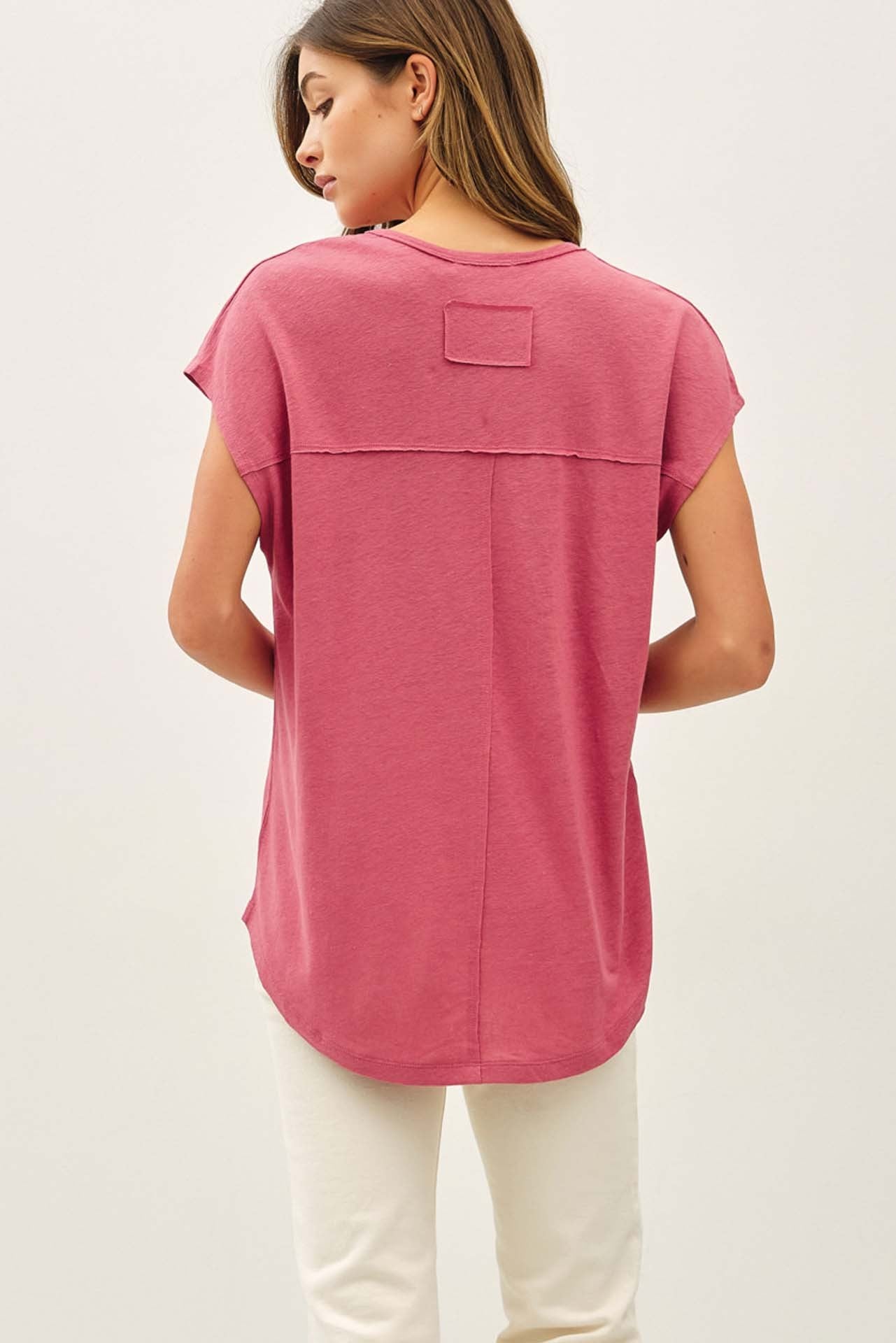 Coral V-Neck Top