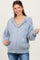 Light Blue Oversized Sweater Knit Maternity Hoodie