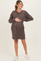 Brown Animal Print Ribbed Long Sleeve Maternity Dress