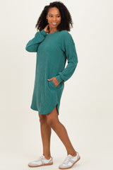 Forest Green Rib Knit Long Sleeve Maternity Dress