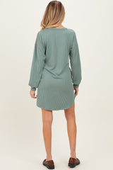 Light Olive Rib Knit Long Sleeve Maternity Dress
