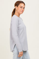 Light Grey Baby Waffle Knit Long Sleeve Top