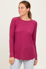 Burgundy Baby Waffle Knit Long Sleeve Top