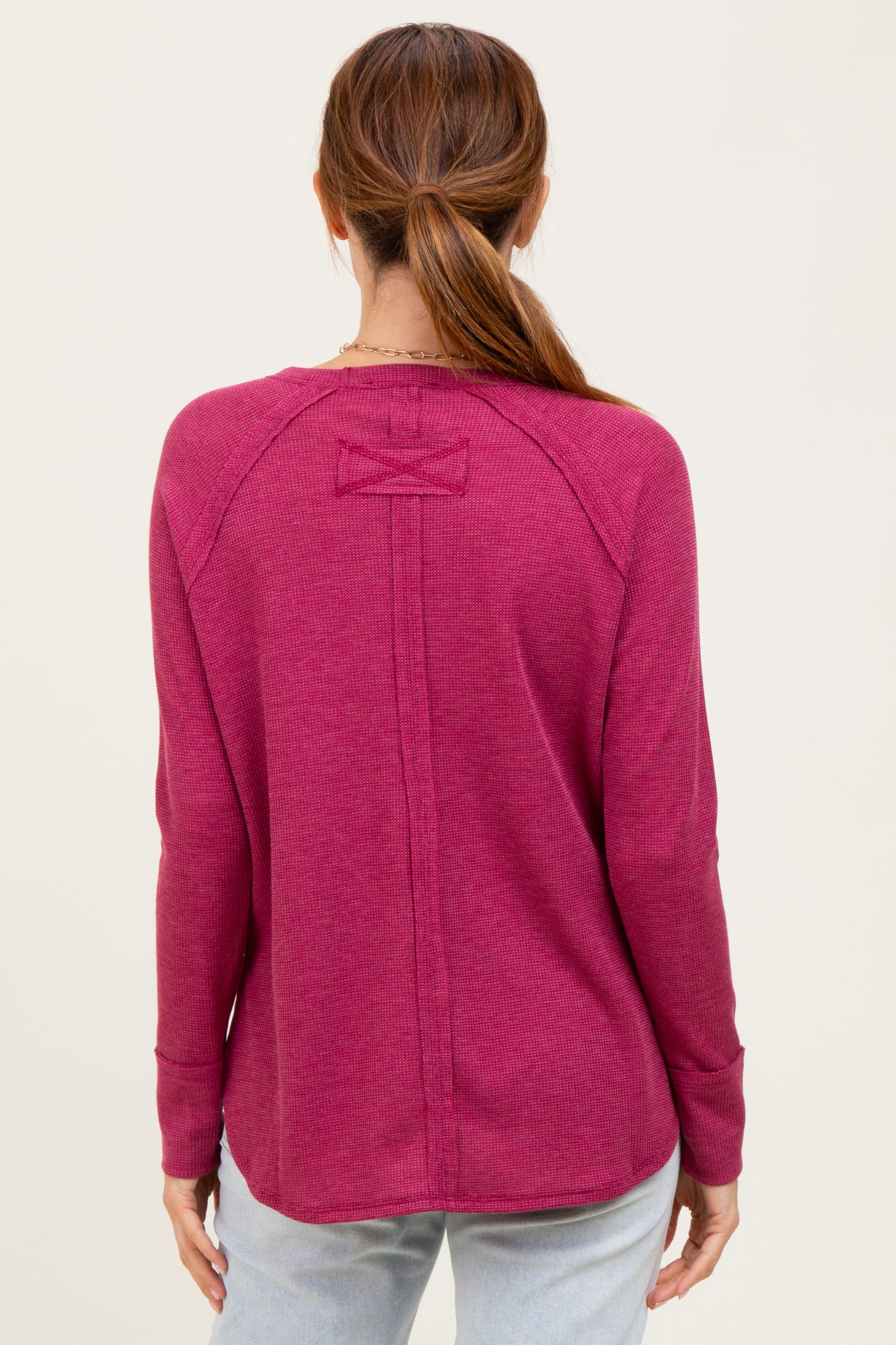 Burgundy Baby Waffle Knit Long Sleeve Top