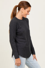 Charcoal Baby Waffle Knit Long Sleeve Top