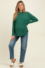 Green Baby Waffle Knit Long Sleeve Maternity Top