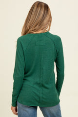 Green Baby Waffle Knit Long Sleeve Maternity Top